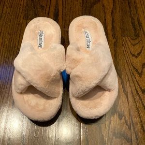 Olivia Miller Faix Fur Espadrille Sandal, powder pink, never worn